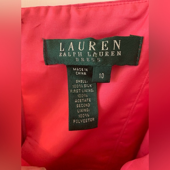 Lauren Ralph Lauren 100% Silk Pink Ruffle Tank Dress Size 10 Zip‎ Back Closure - Picture 3 of 4